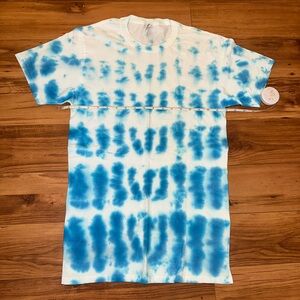 Fruit of the Loom White and Blue Heavy Cotton tie dye T-Shirt